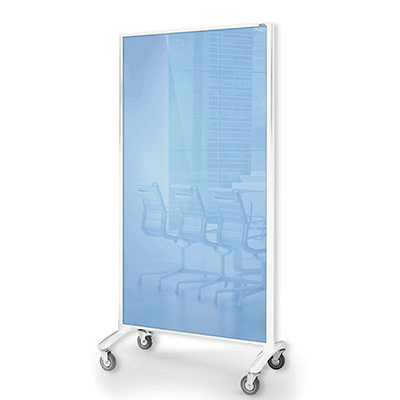 Visionchart Communicate Room Divider Blue Glassboard / Grey Pinnable