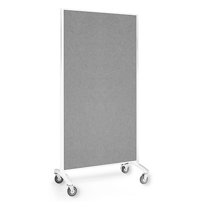 Visionchart Communicate Room Divider White Glassboard Grey fabric side